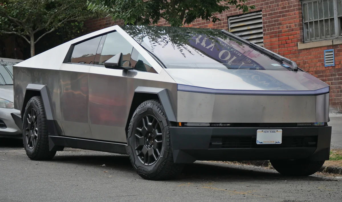 Tesla Cybertruck reference vehicle with visible wheels